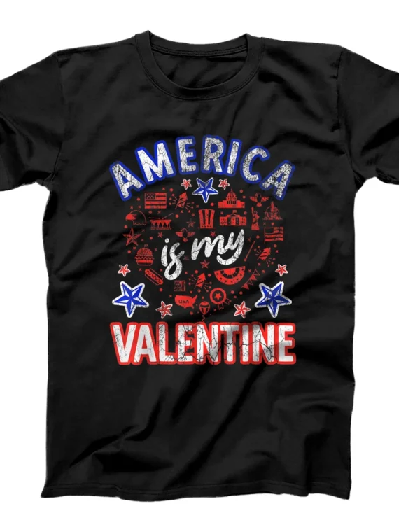 America is my Valentine proud Americans Heart USA Grunge T-Shirt