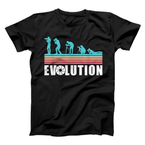 Retro Photographer Evolution Camera Lens Photo Photography T-Shirt