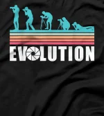 Retro Photographer Evolution Camera Lens Photo Photography T-Shirt