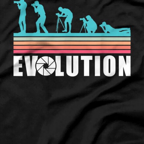 Retro Photographer Evolution Camera Lens Photo Photography T-Shirt